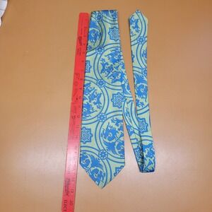 Vintage Sears The Mens Store Tie Green Blue Heraldic Griffin Polyester 4 Inch